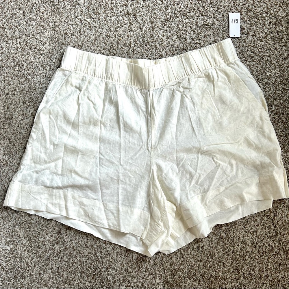 🦋 NWT Gap Pull On Linen Cream Off White Shorts Size XL